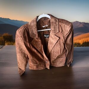 Vintage 80s Suede Jacket Womens Small Shoulder Pads Hipster Avanti